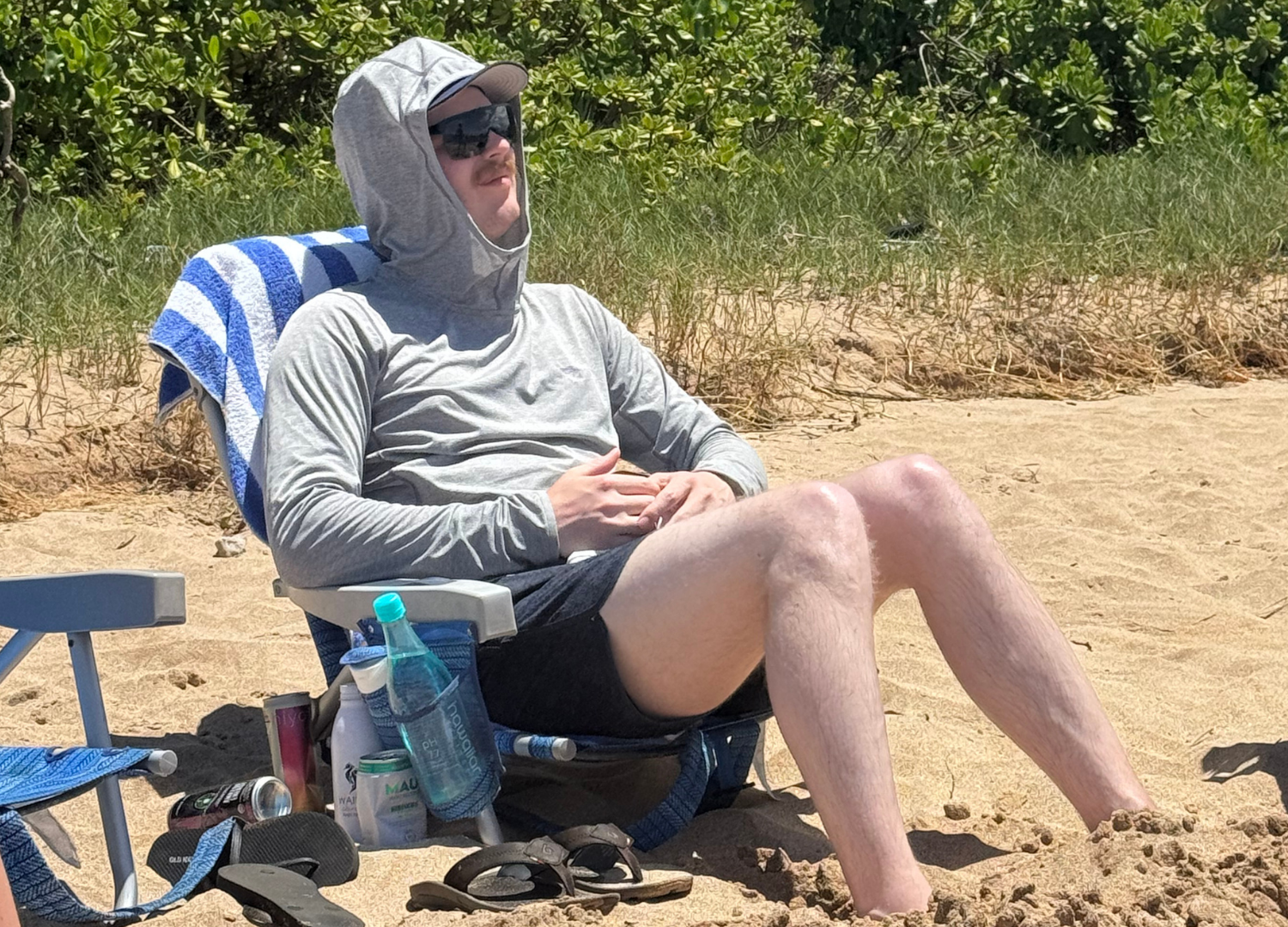 "A Dermatologist's Dream" - coated with SPF, my husband Gavin 